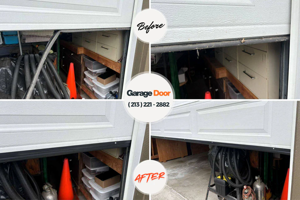 Before and after: garage door repair Banning, CA
